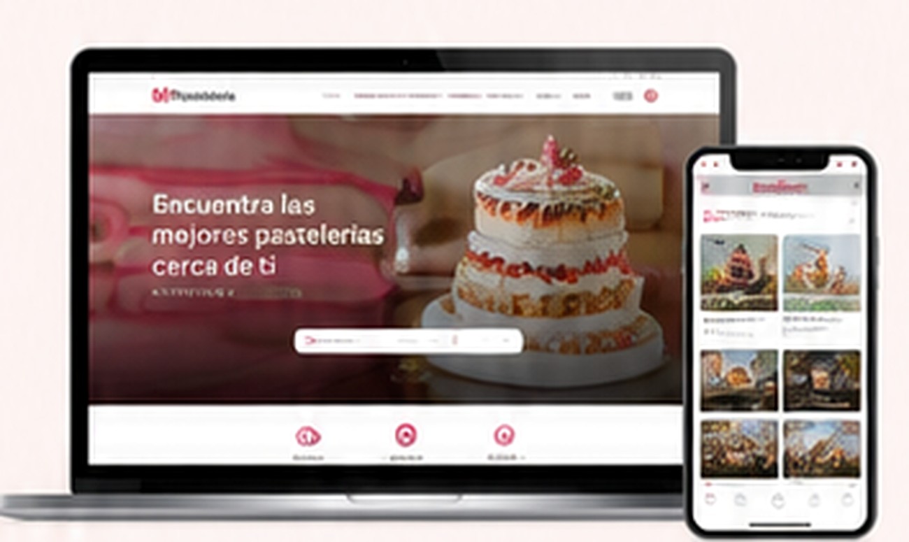 MiPastelería vista en computador y teléfono
