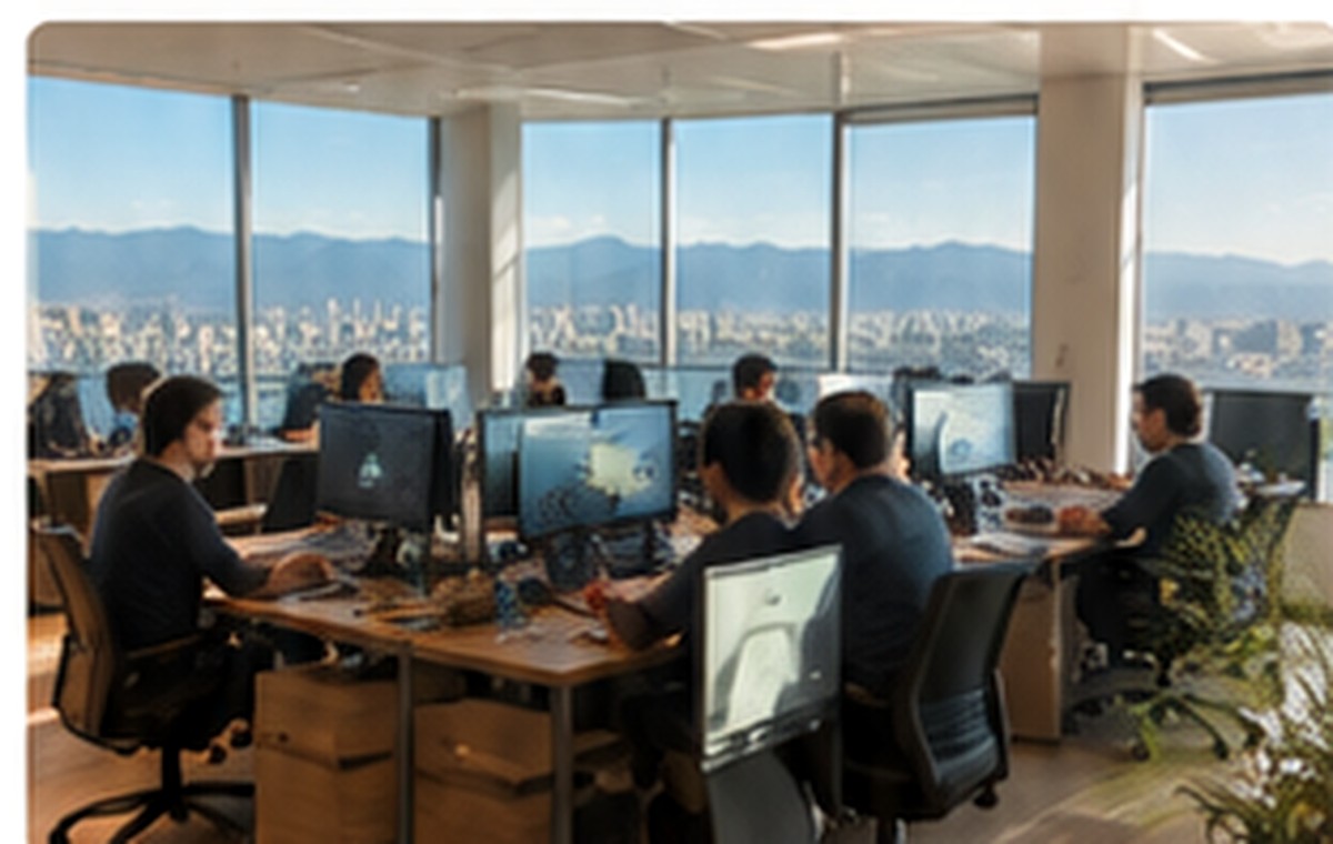 Equipo de tecnología trabajando en un espacio colaborativo